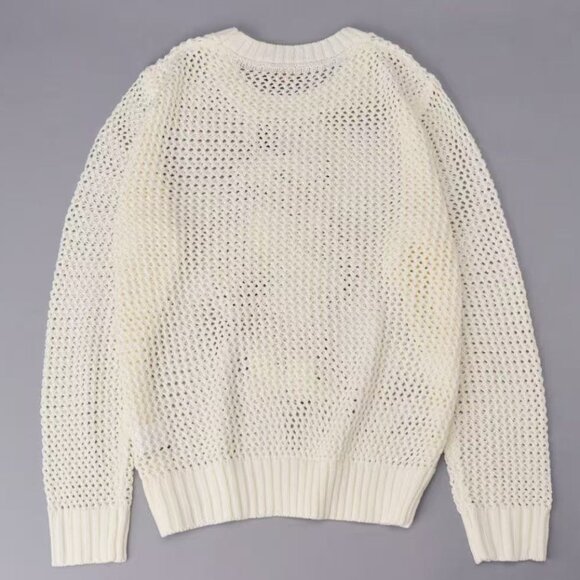 Polo by Ralph White openwork wool sweater with boxing bear pattern - Picture 3 of 10